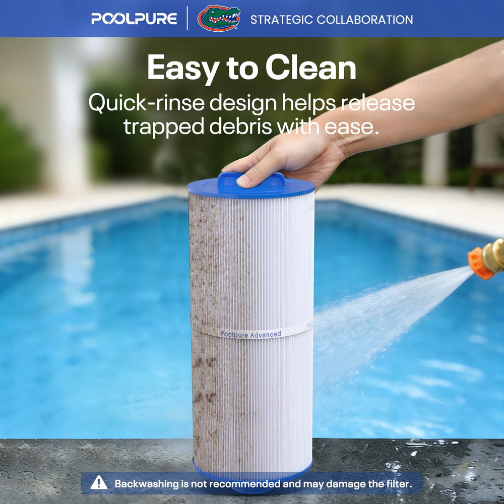 POOLPURE next to ruler showing 14 7/8 inch length for correct sizing