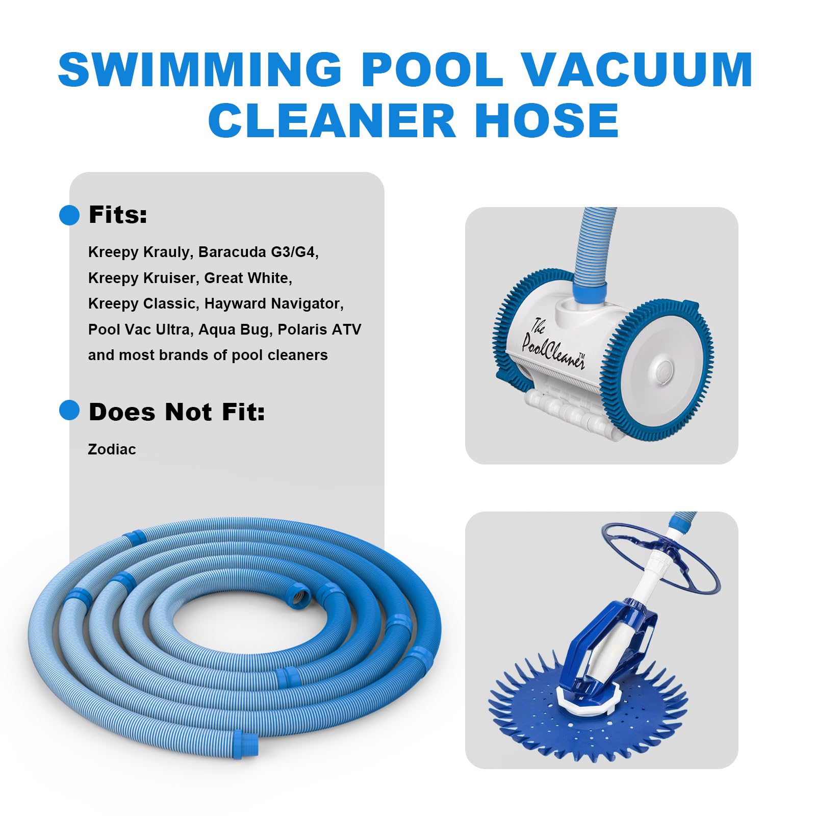 Poolvio hose attached to cleaner in pool for effective suction