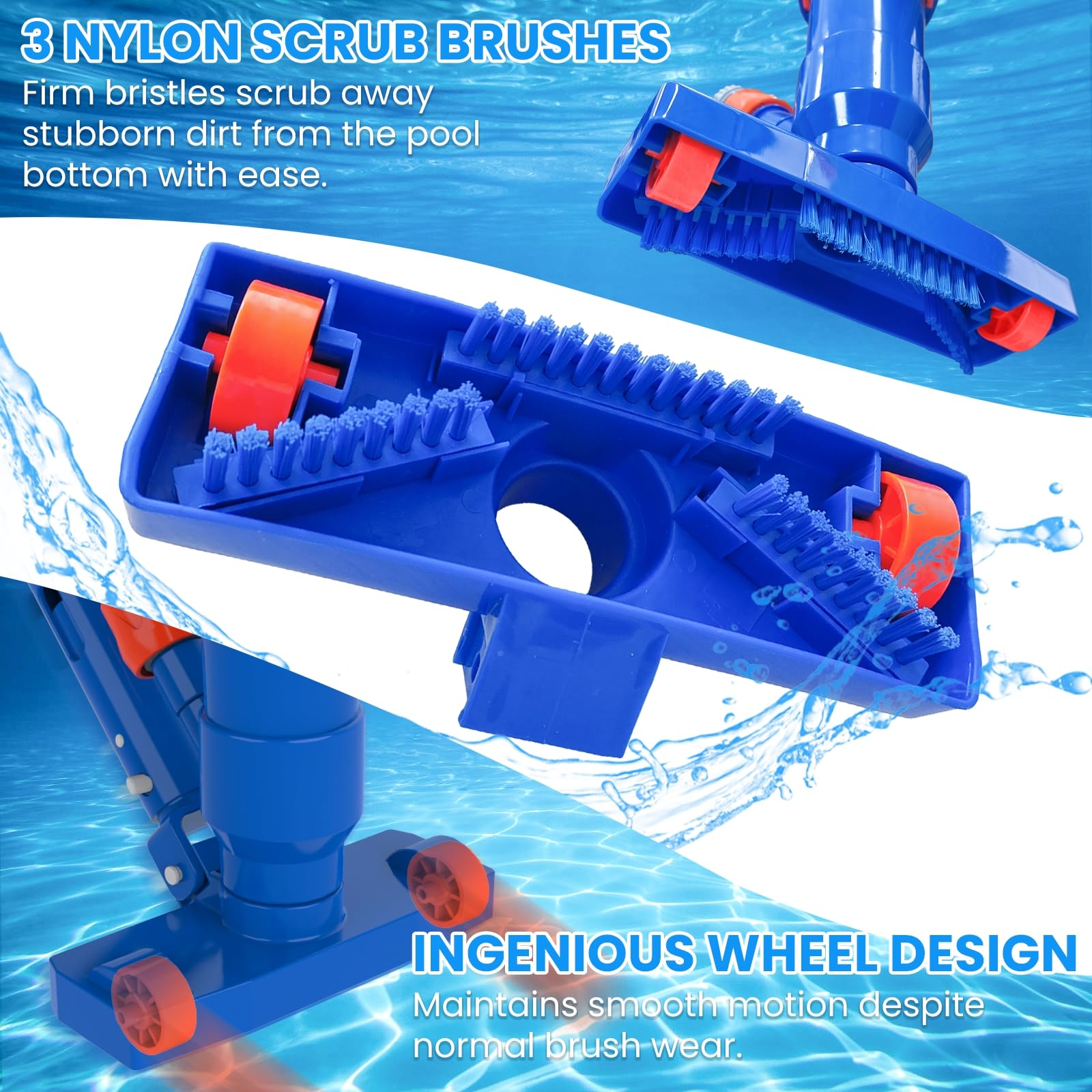 Poolvio deep mesh skimmer net capturing leaves and debris efficiently