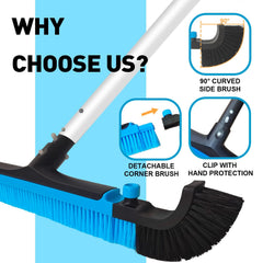 Poolvio detachable corner brush removed demonstrating targeted cleaning of corners and steps