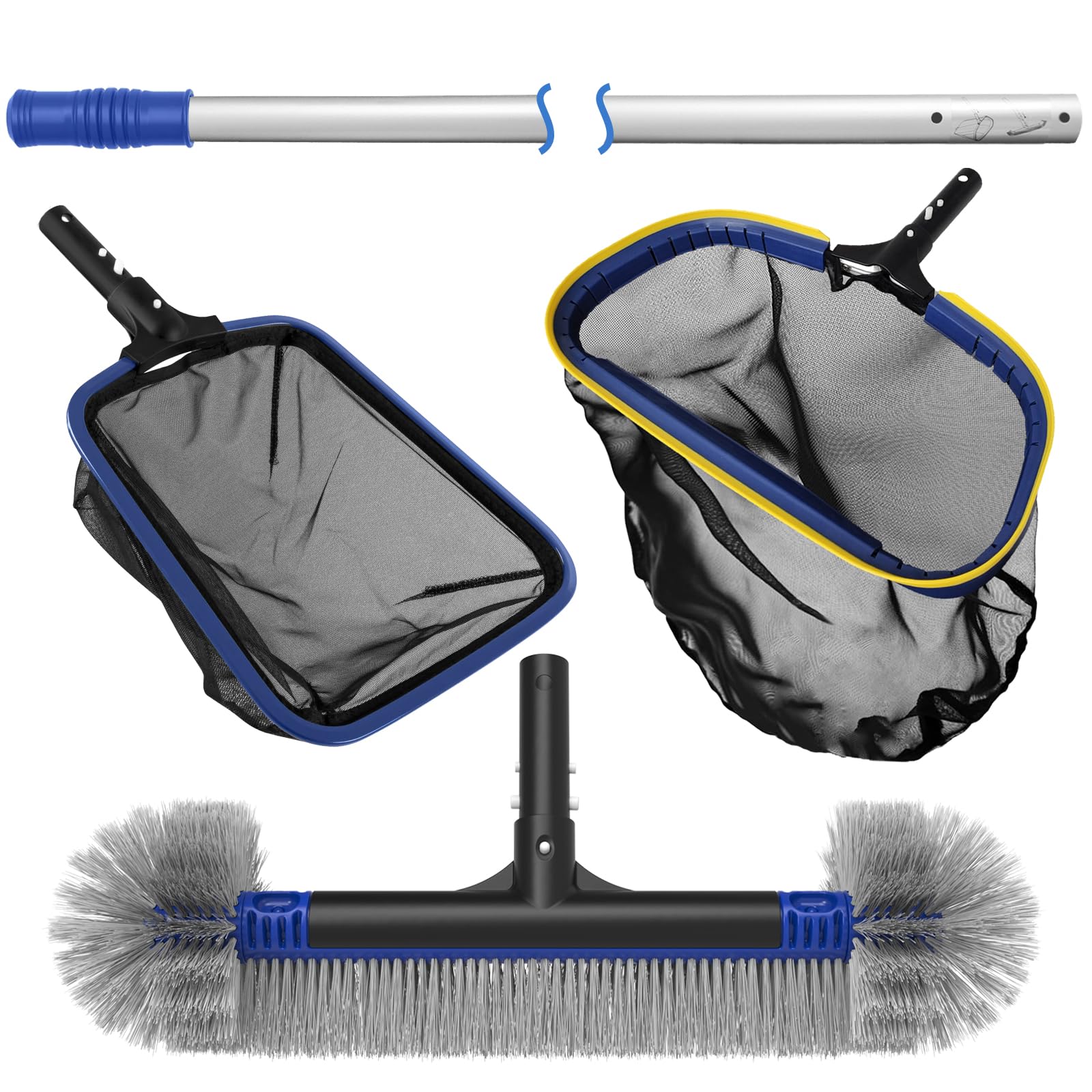 Poolvio front kit layout showing all included tools for faster pool maintenance