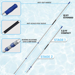 Poolvio rubber-coated handle close-up for secure non-slip grip