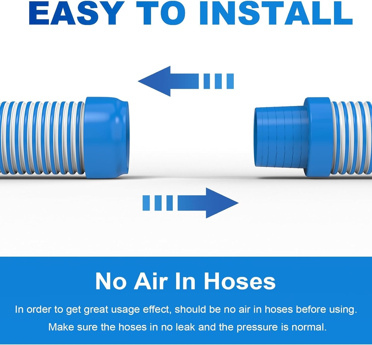 Poolvio hose floating on pool surface showing flexible, tangle-resistant performance