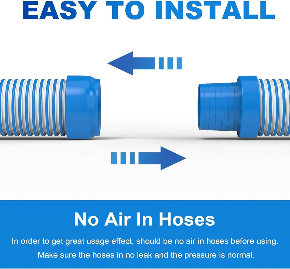 Poolvio hose floating on pool surface showing flexible, tangle-resistant performance