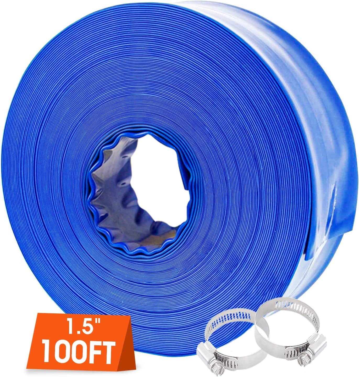 Poolvio hose connected to filter during backwash showing strong discharge flow