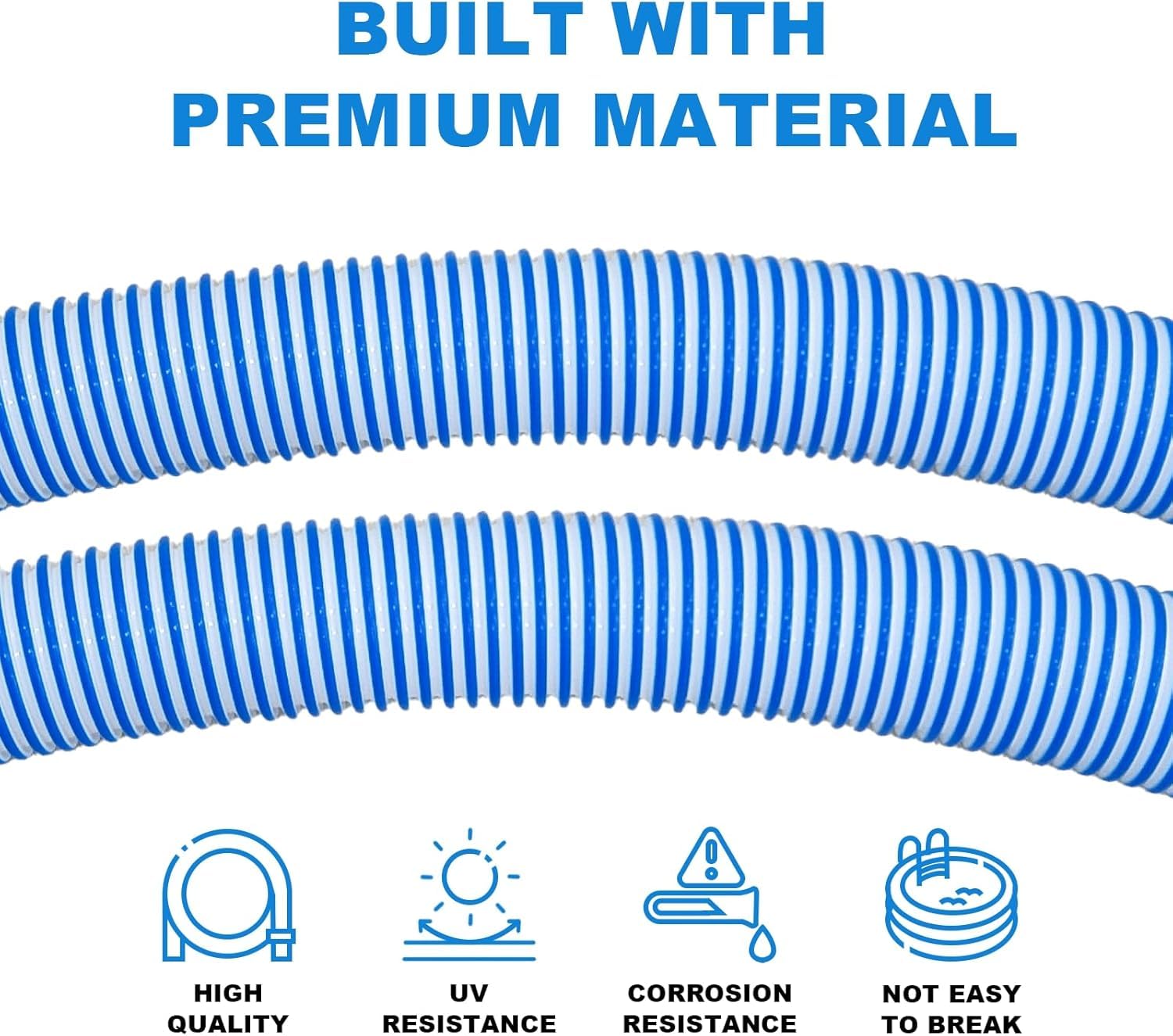 Poolvio hose neatly coiled in packaging showing compact storage and easy handling