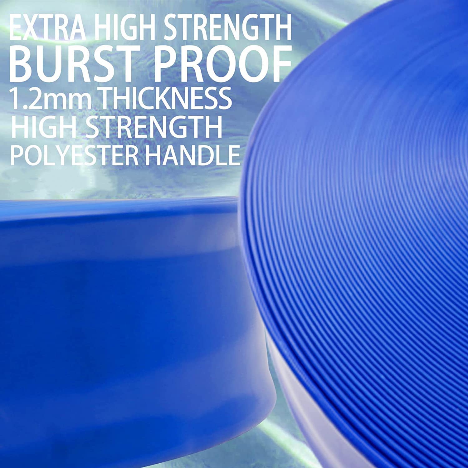 Poolvio lay-flat hose folded for compact storage and easy transport