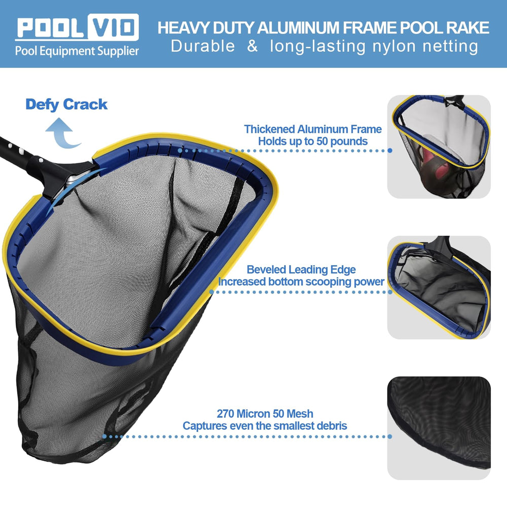 Poolvio long aluminum pole extended to 13ft for reaching deep pool areas