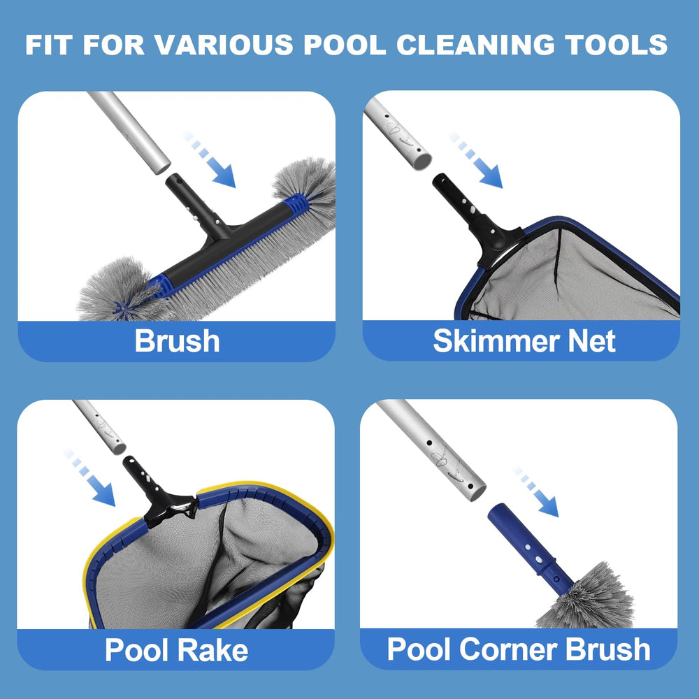 Poolvio pole held by hand to show compact storage and easy one-person use
