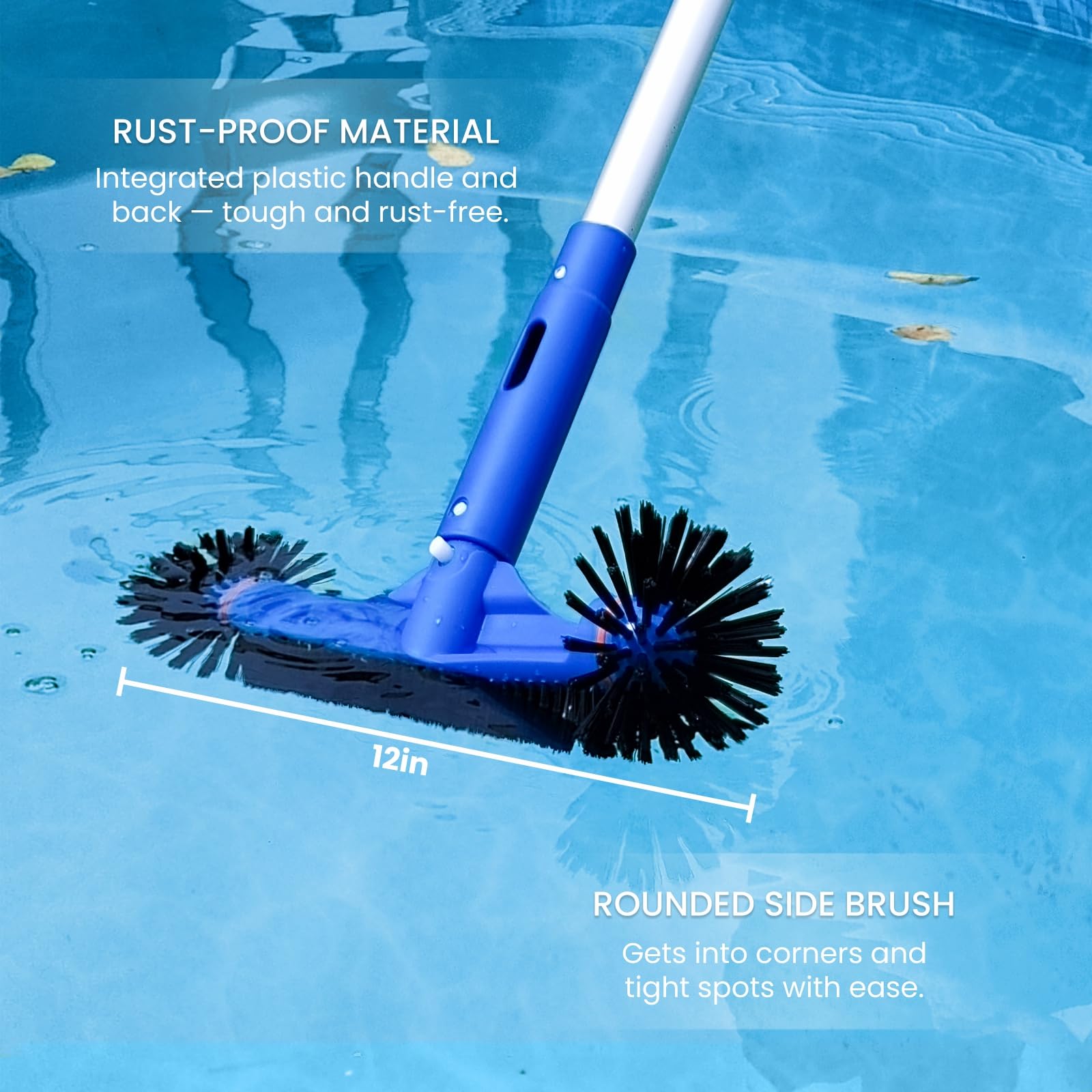 Poolvio pole length comparison demonstrating compact storage and reach