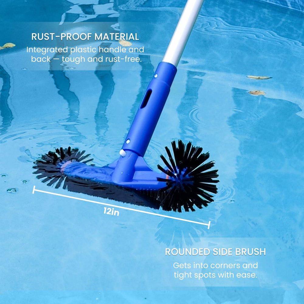 Poolvio pole length comparison demonstrating compact storage and reach
