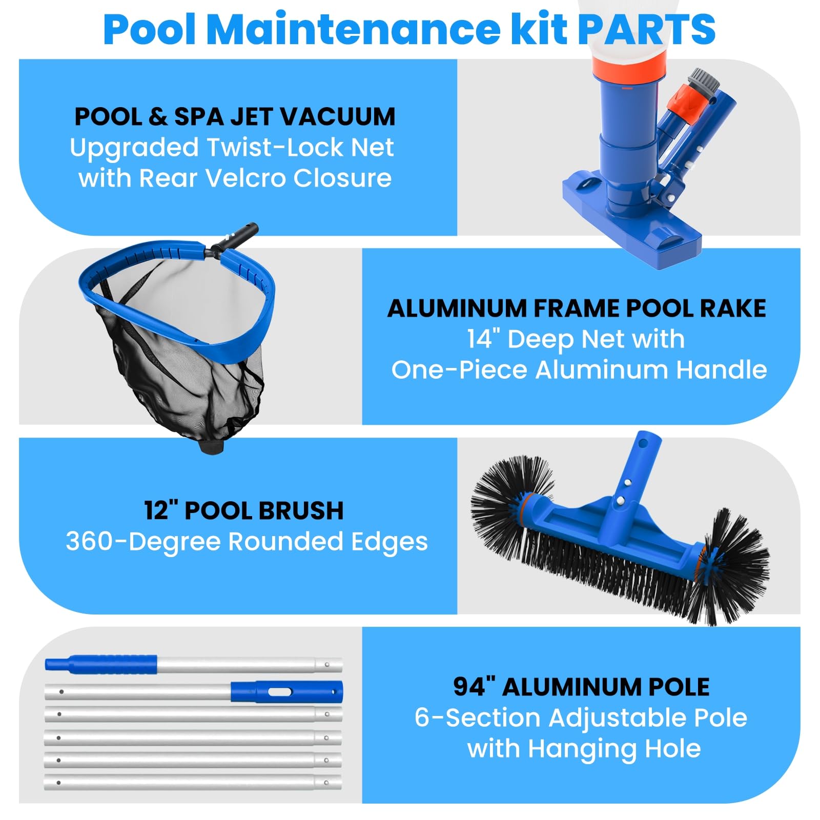 Poolvio spa-jet vacuum close-up showing twist-lock debris bag benefit