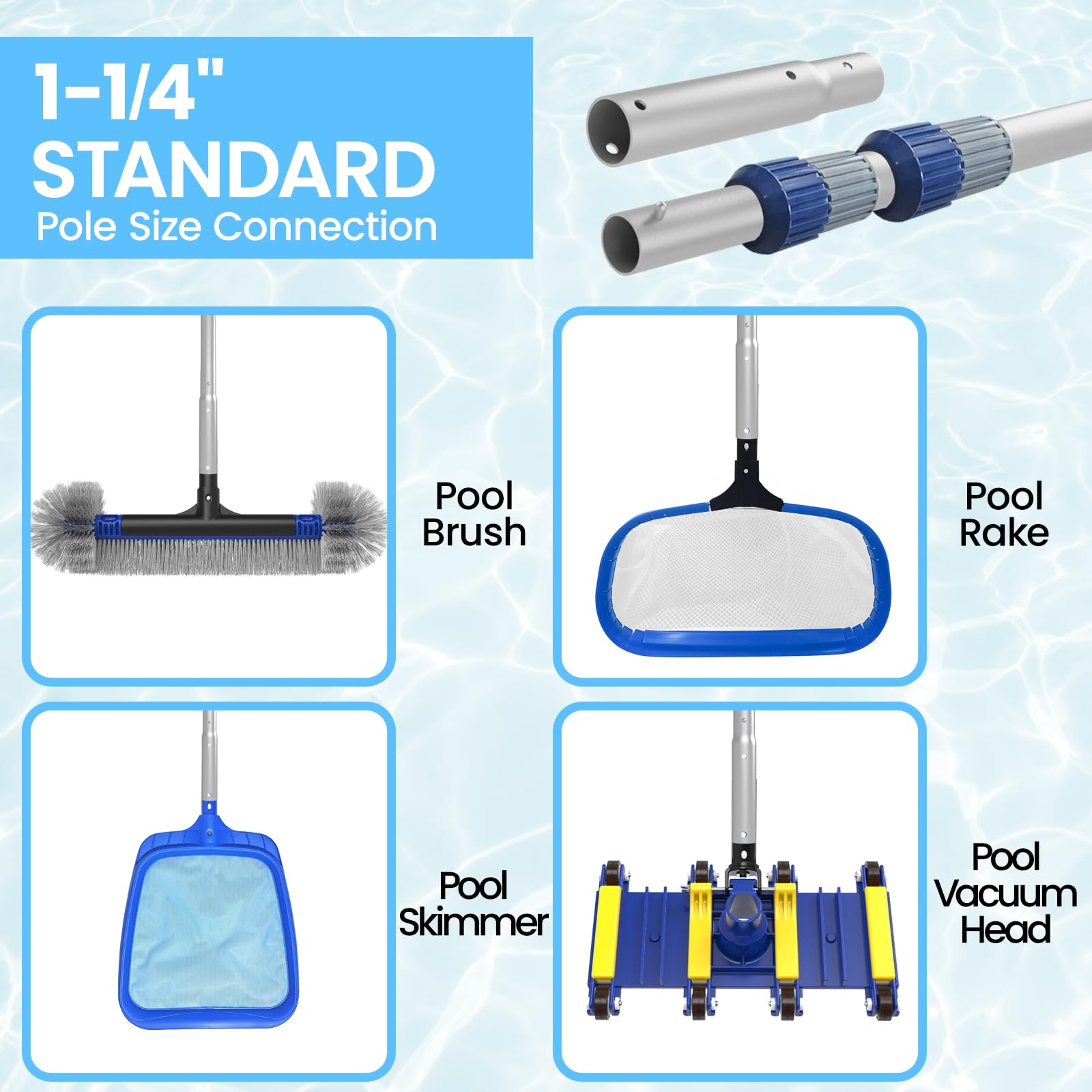 Poolvio threaded tip detail showing universal fit and tool versatility