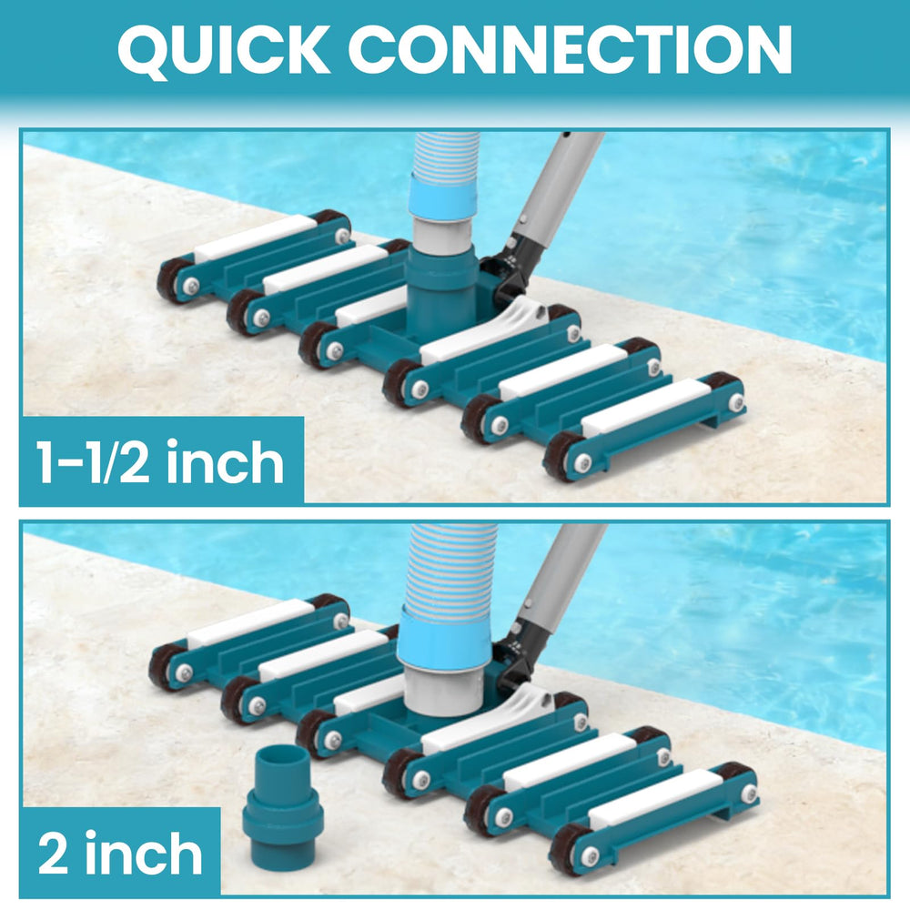 POOLWHALE close-up of integrated weights on vacuum head for steady floor contact