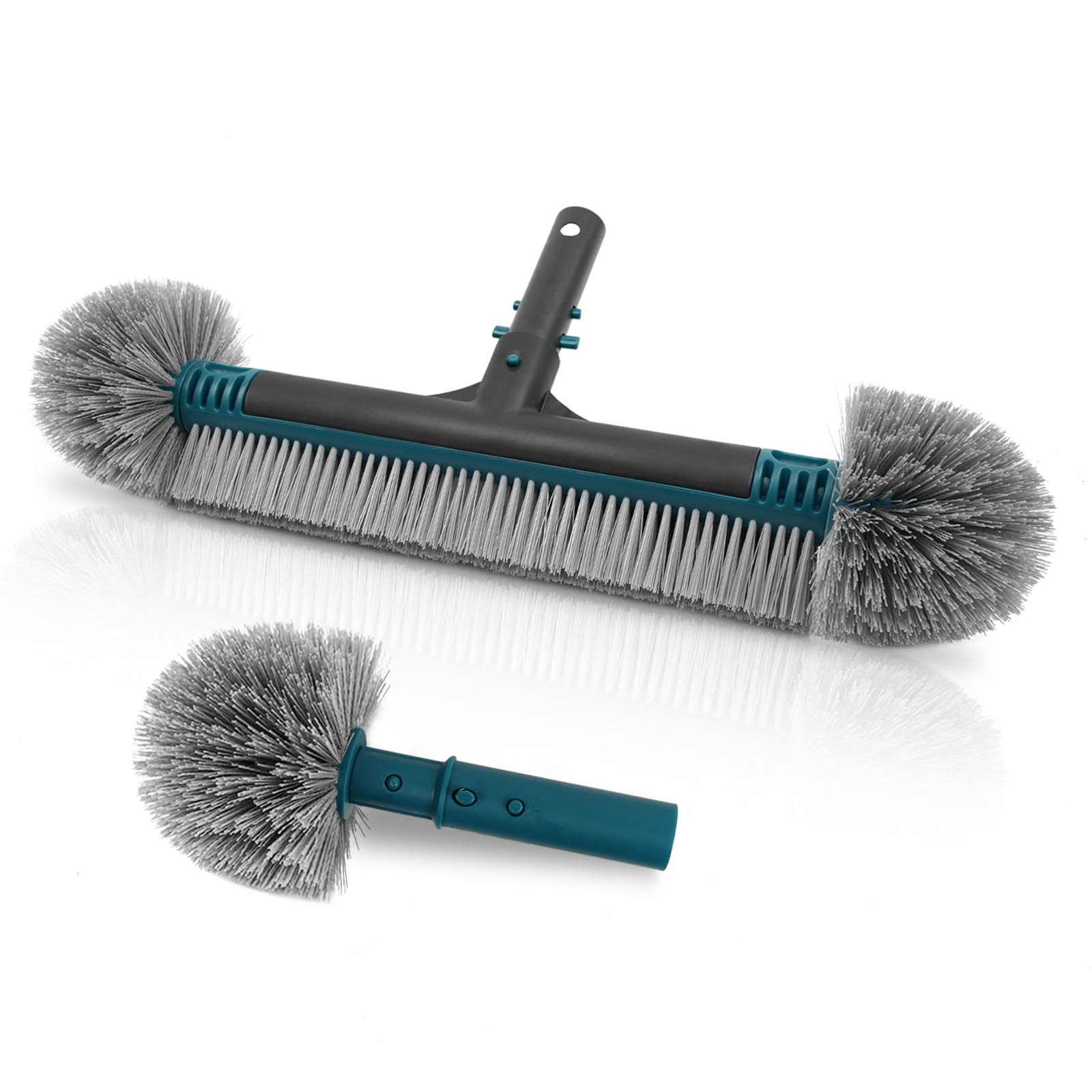 POOLWHALE front view of 20 inch brush head showing full broom benefit