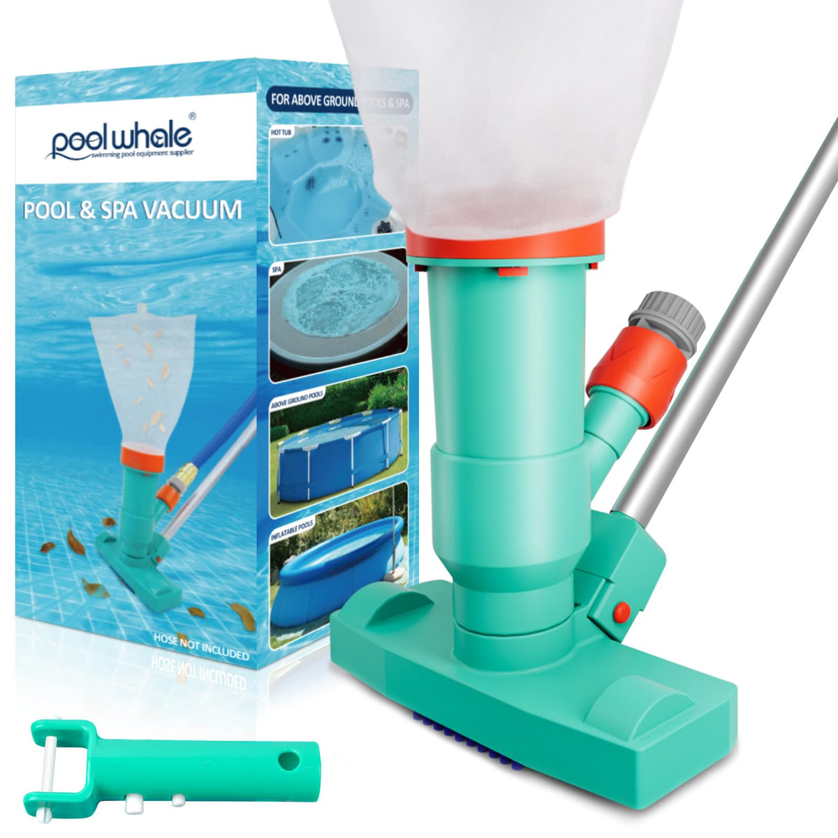 POOLWHALE front view of cleaner showing stable intake and efficient debris removal