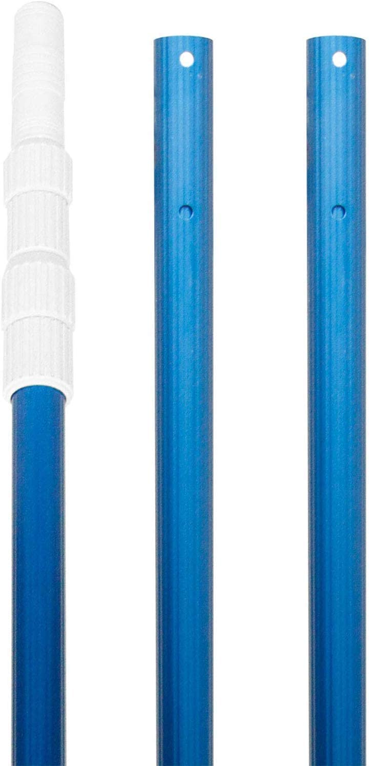 POOLWHALE fully extended pole in use reaching deep end for easy cleaning