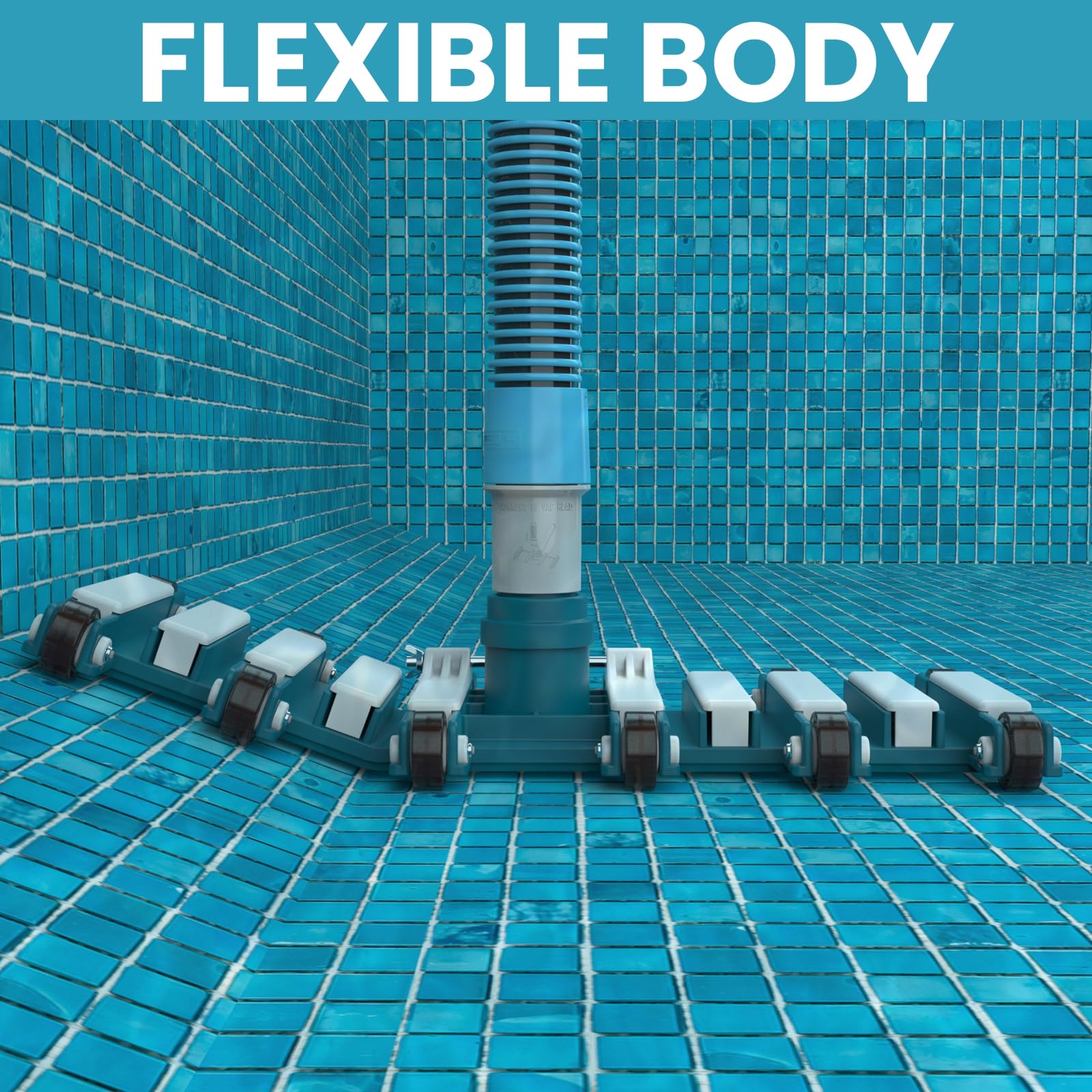 POOLWHALE vacuum head in-pool removing leaves and debris for deeper efficient cleaning