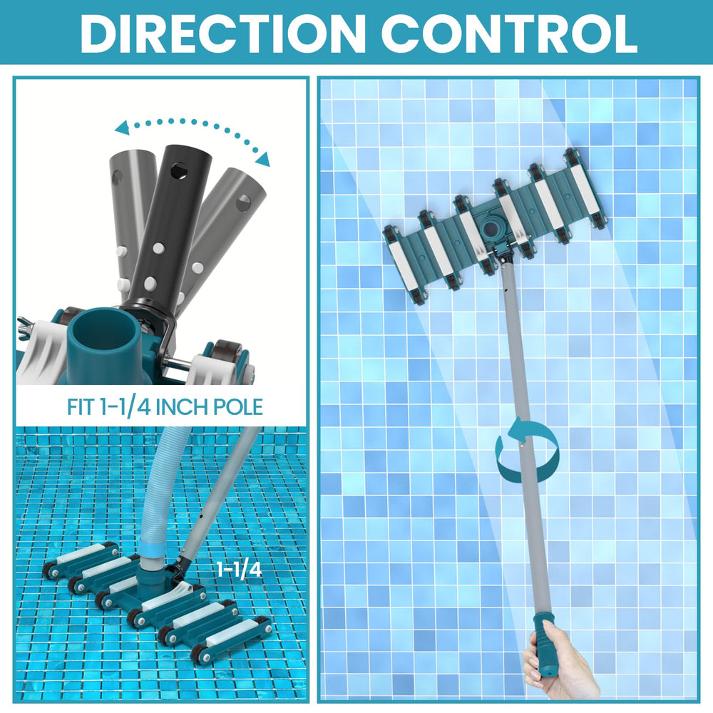 POOLWHALE vacuum head in pool removing debris from floor for faster cleaning