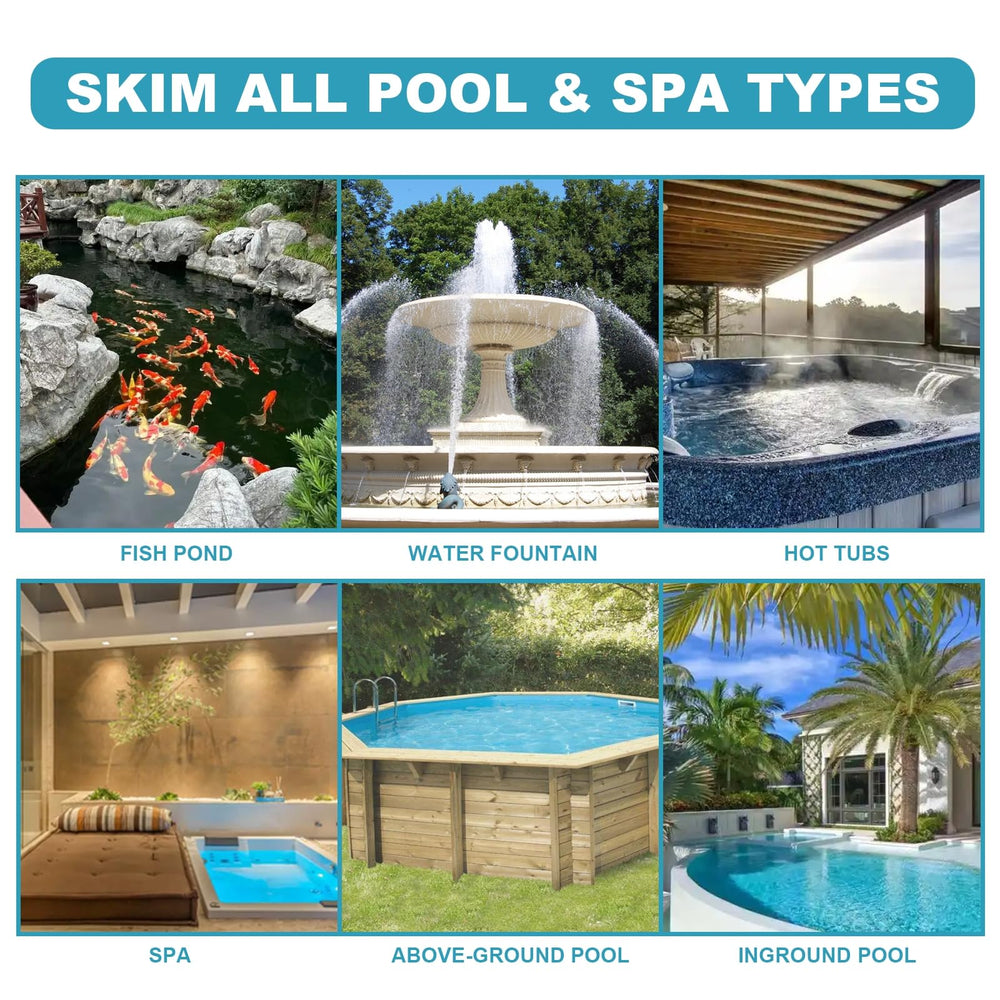 POOLWHALE lifestyle backyard pool scene illustrating the skimmer head ready for routine maintenance