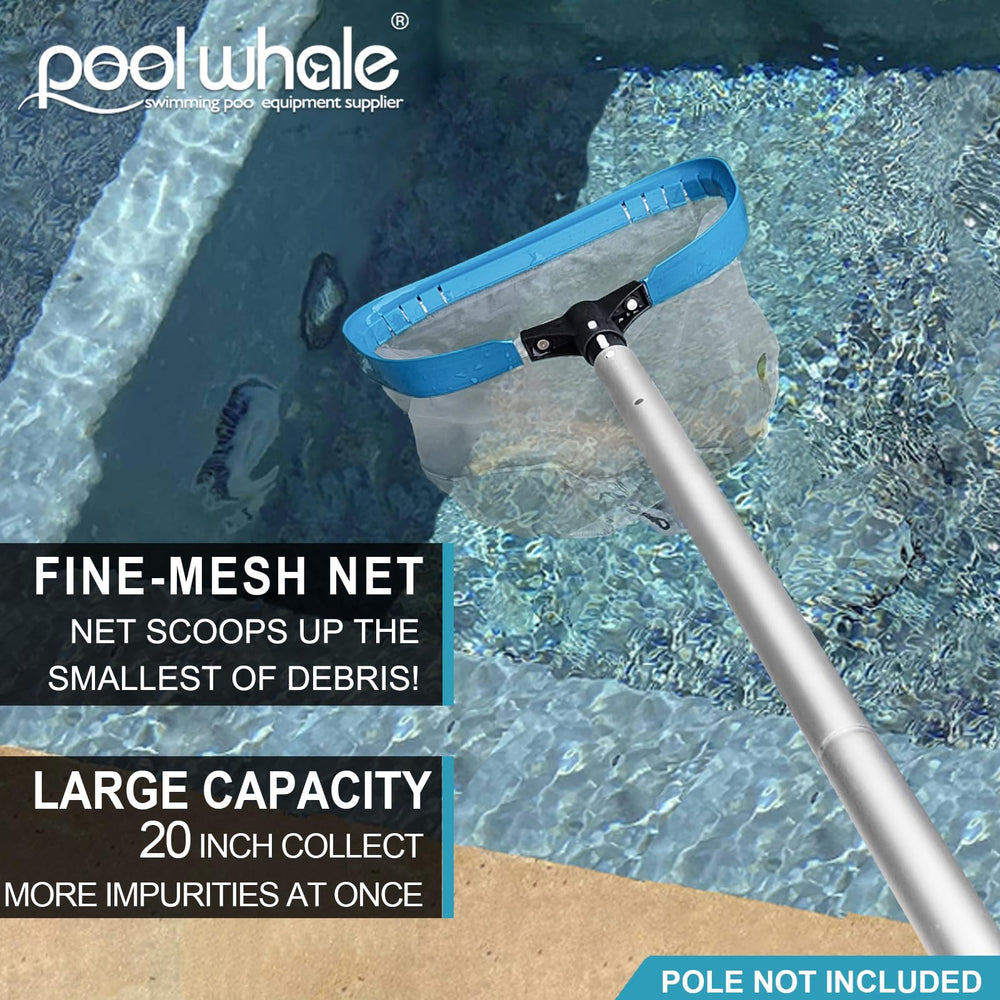 POOLWHALE retail packaging and label showing product details and compatibility with 1-1/4" poles