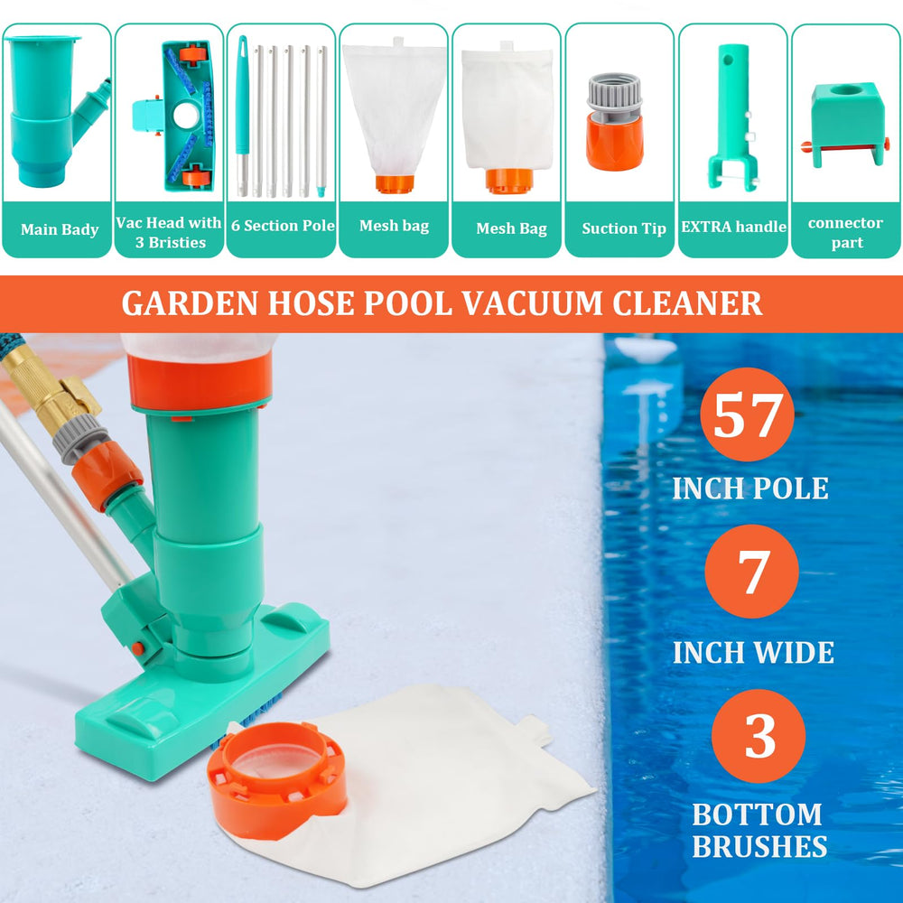 POOLWHALE assembled pole extended to reach deep pool areas with comfort