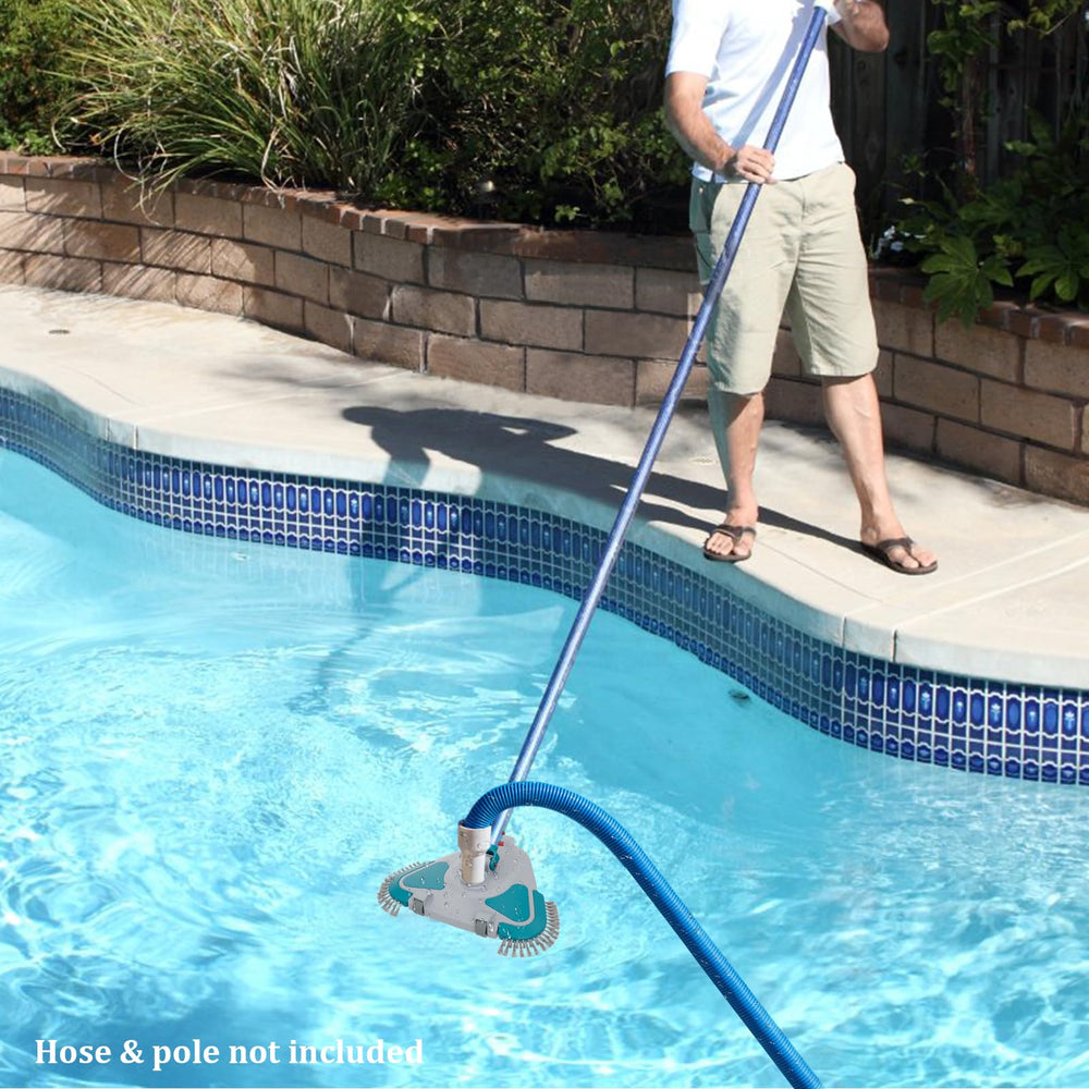 POOLWHALE size comparison beside a telescopic pole showing scale and fit