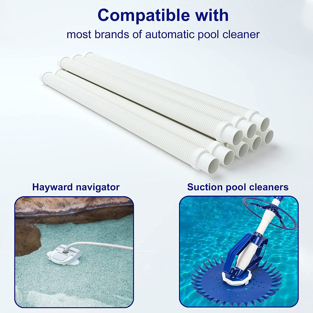 POOLWHALE hoses held in hand for scale showing 3ft sections and compact size