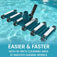 POOLWHALE swivel aluminum handle connection allowing one-handed directional control