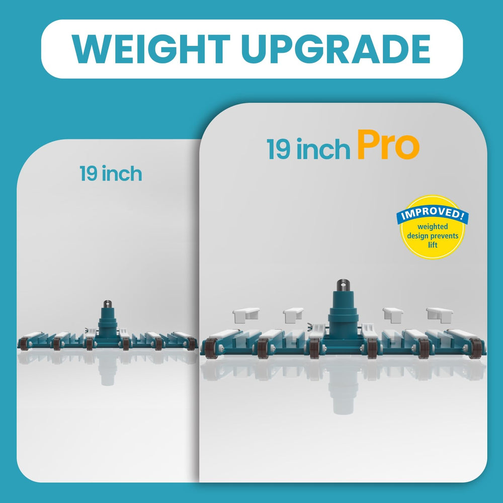POOLWHALE close-up of weighted thermoplastic body revealing integrated weights for stable suction