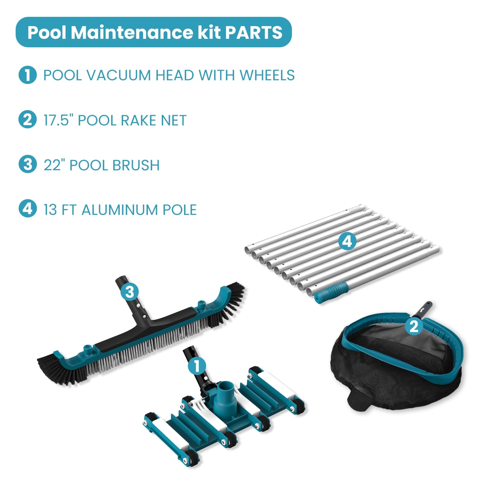 POOLWHALE close-up of 22-inch brush bristles for efficient scrubbing
