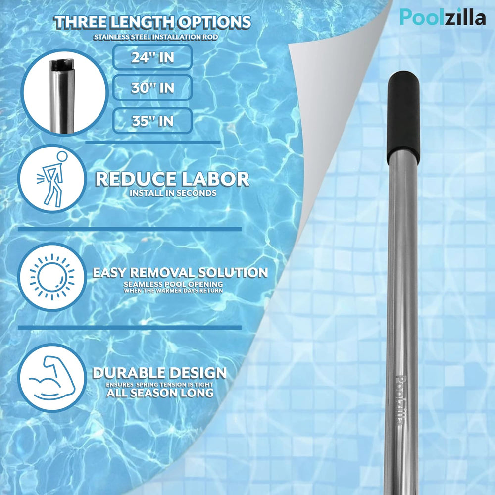 Poolzilla close-up aligning rod hook with brass anchor to ensure precise spring placement