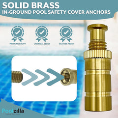 Poolzilla anchor seated flush in concrete hole showing accurate fit and stability