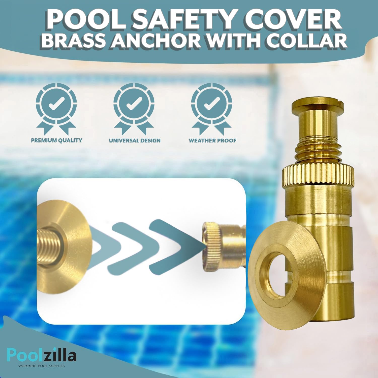 Poolzilla anchor side profile with dimensions for easy compatibility check
