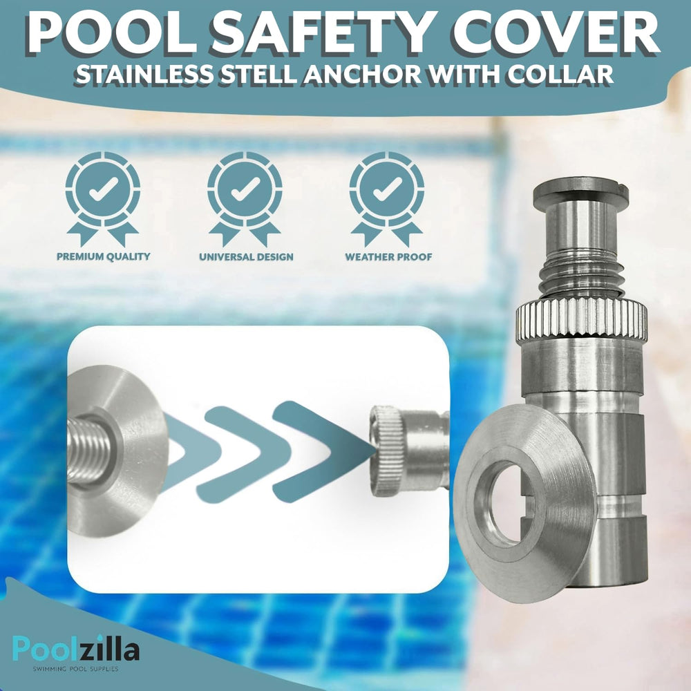 Poolzilla anchor side profile seated in paver illustrating secure fit