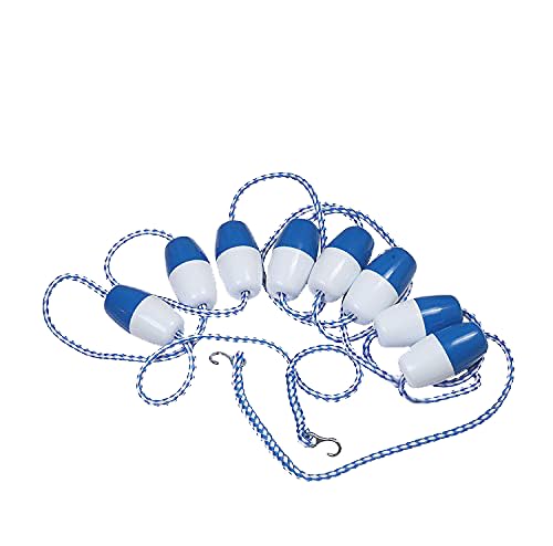 Poolzilla buoys spaced on rope showing adjustable placement for custom fit