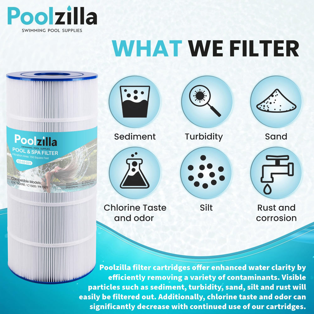 Poolzilla cartridge being rinsed with hose to show easy cleaning and maintenance