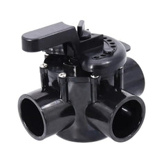 Poolzilla diverter valve front view showing ports and compact design for easy replacement