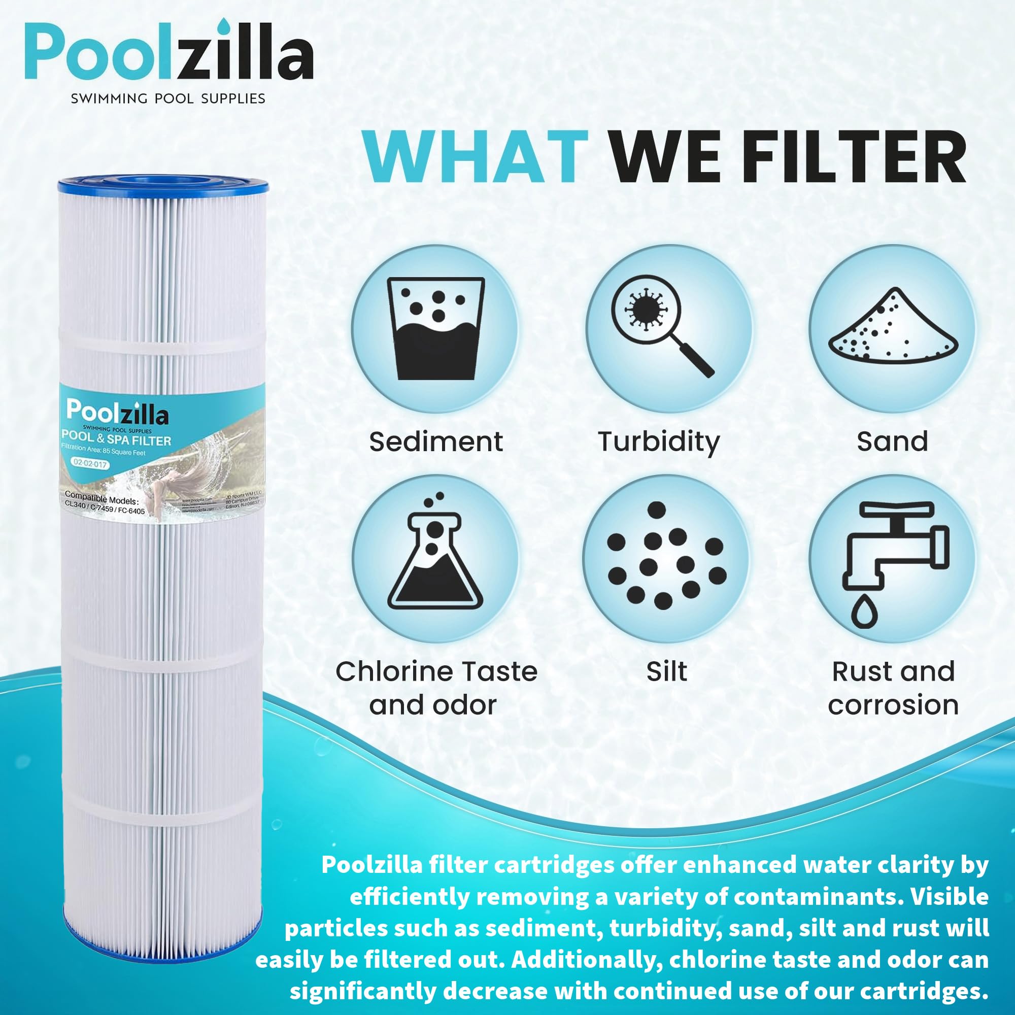 Poolzilla four-pack laid out to show value and ready spares for uninterrupted filtration