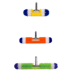 Poolzilla front packaging showing three brush sizes for versatile pool cleaning
