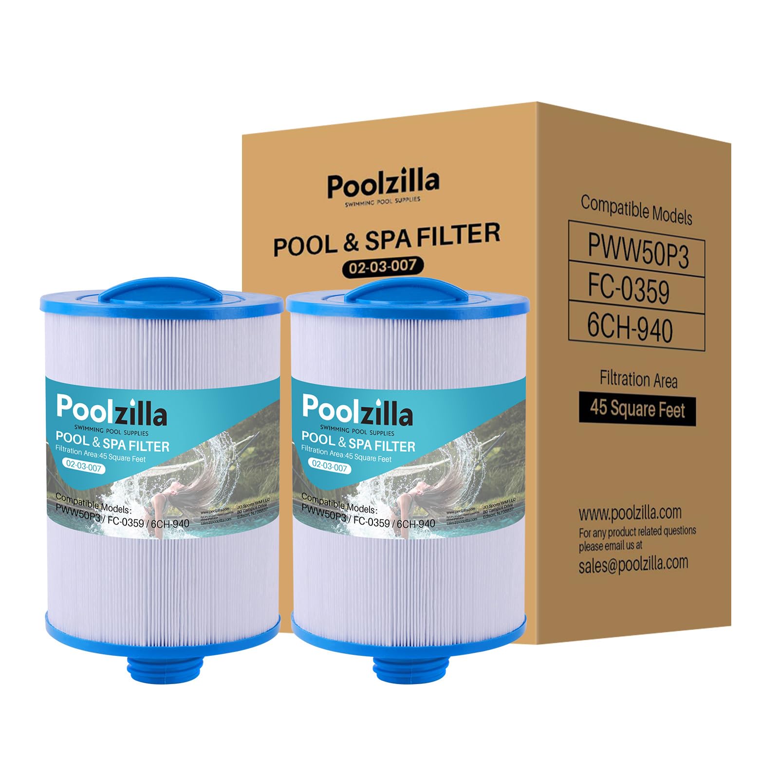 Poolzilla front view cartridge showing full replacement filter and fit