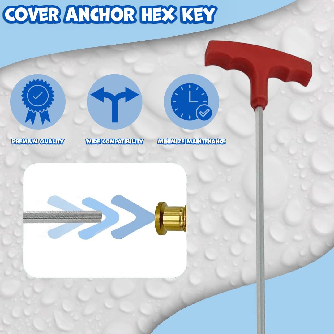 Poolzilla hex key length shown against ruler to demonstrate reach and reduced bending