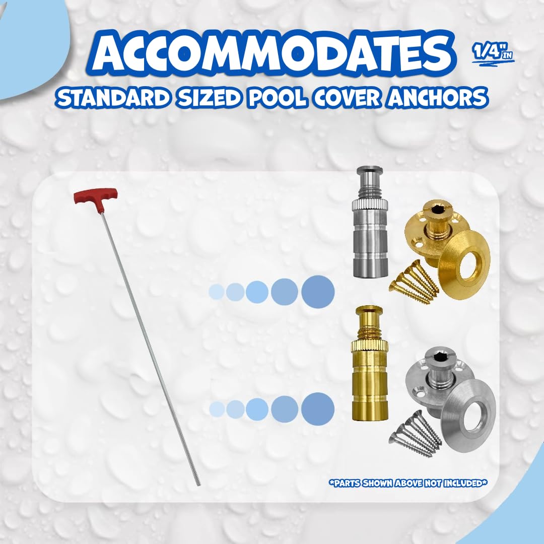 Poolzilla hex key on wood deck near pool showing practical outdoor usage benefit