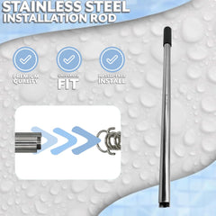 Poolzilla detailed shot of hooked tip securely holding a pool cover spring for safe placement