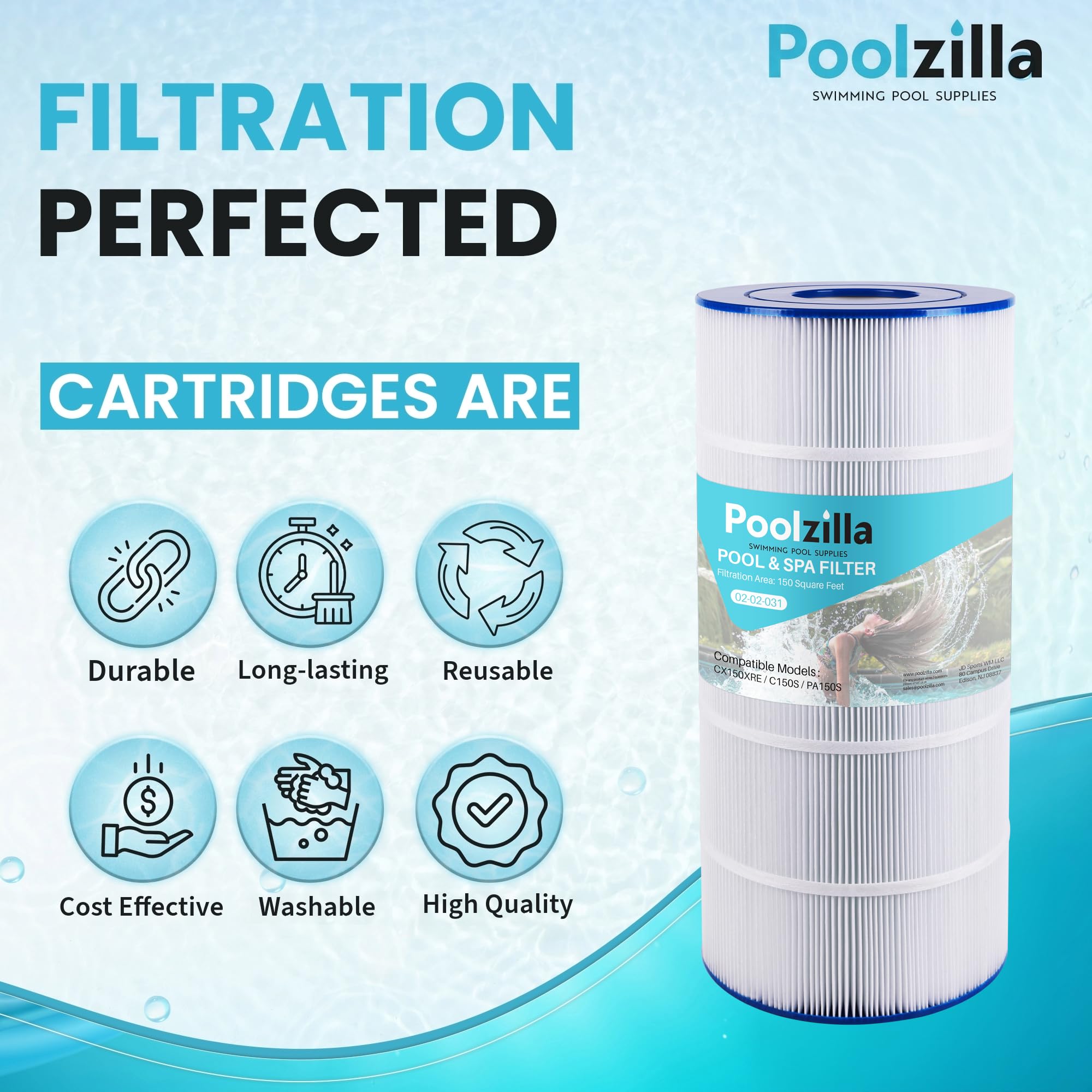 Poolzilla cartridge installed in a filter housing demonstrating correct fit and restored flow