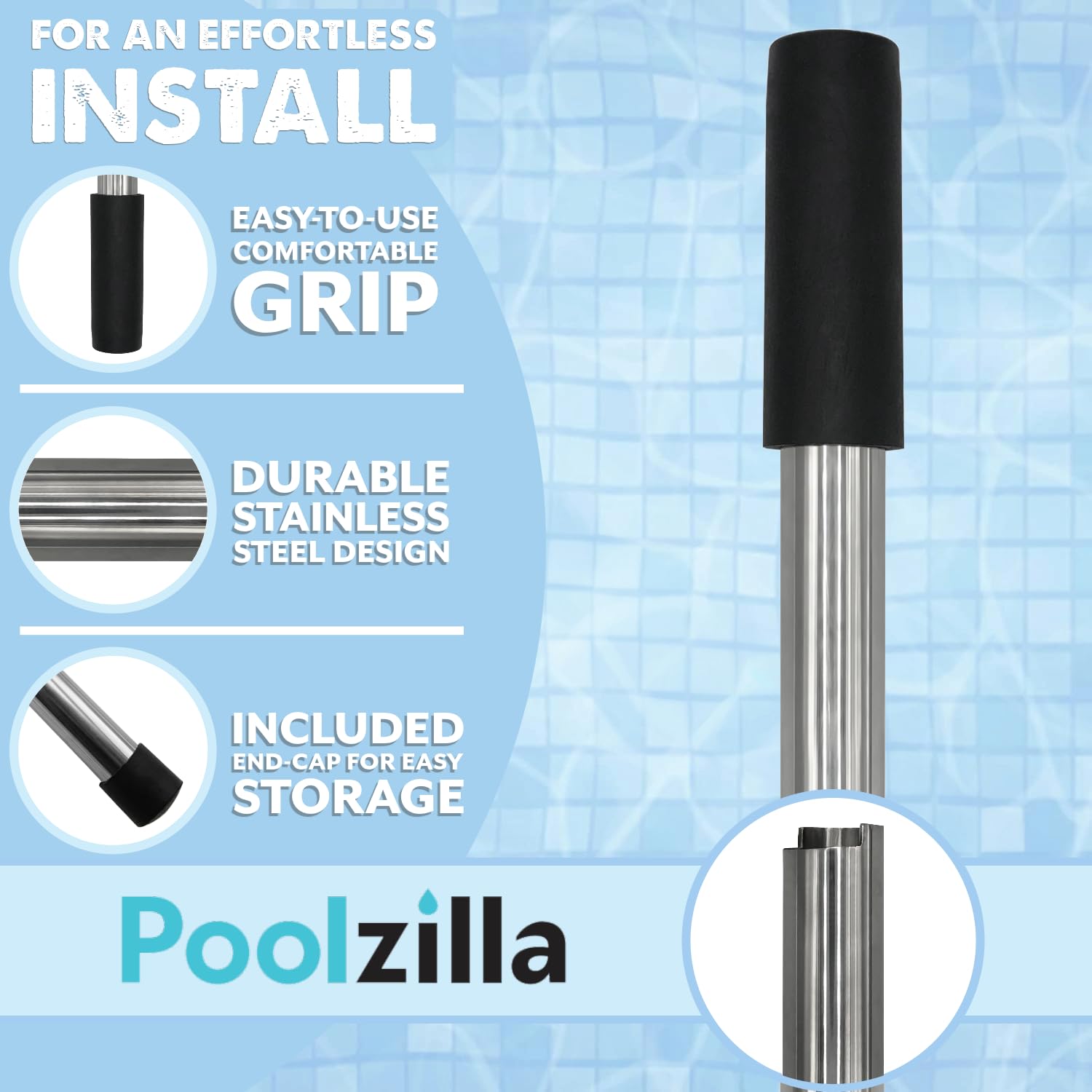 Poolzilla demonstrating spring removal with the rod, reducing strain and accidental slips
