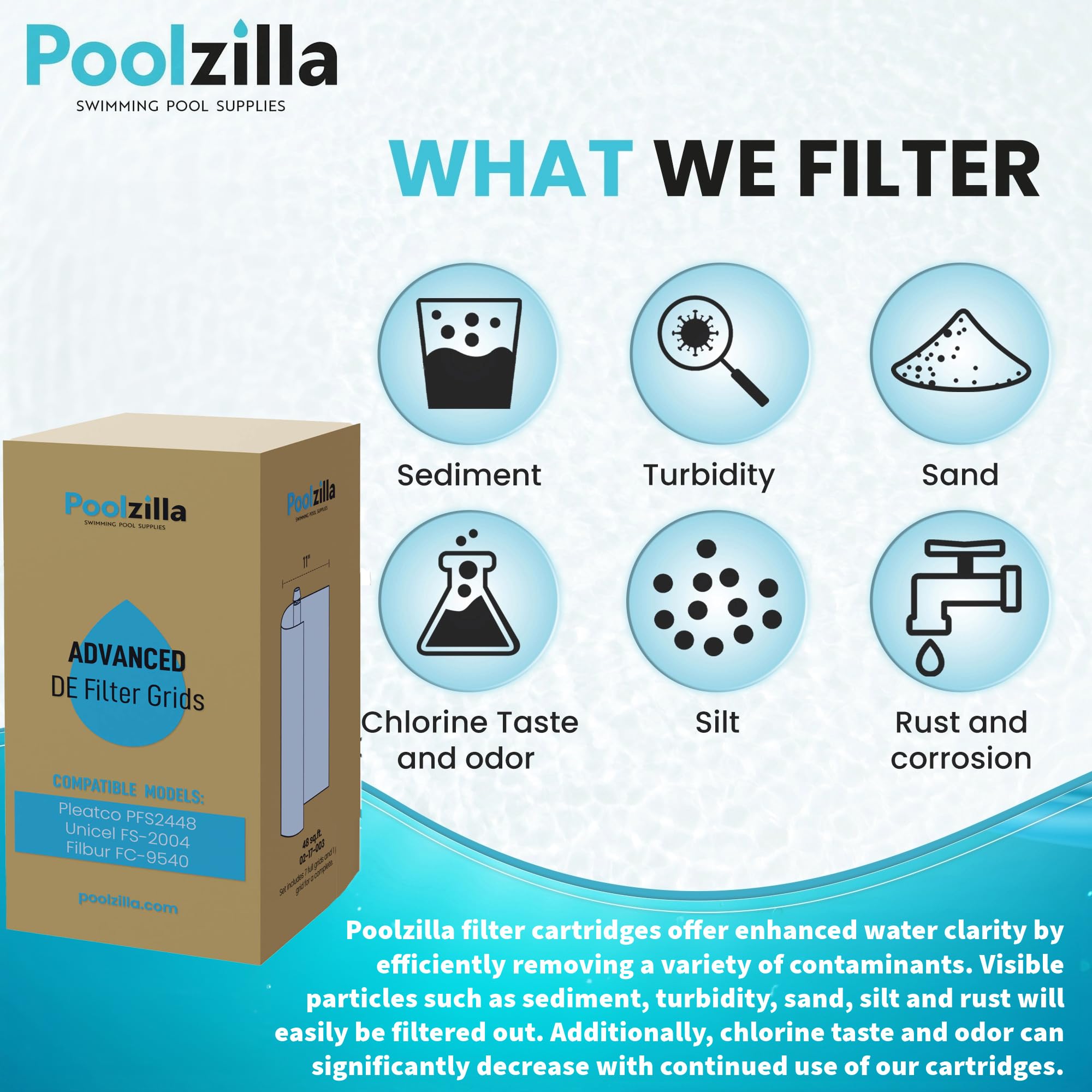 Poolzilla next-to-ruler size comparison showing correct 24-inch dimensions