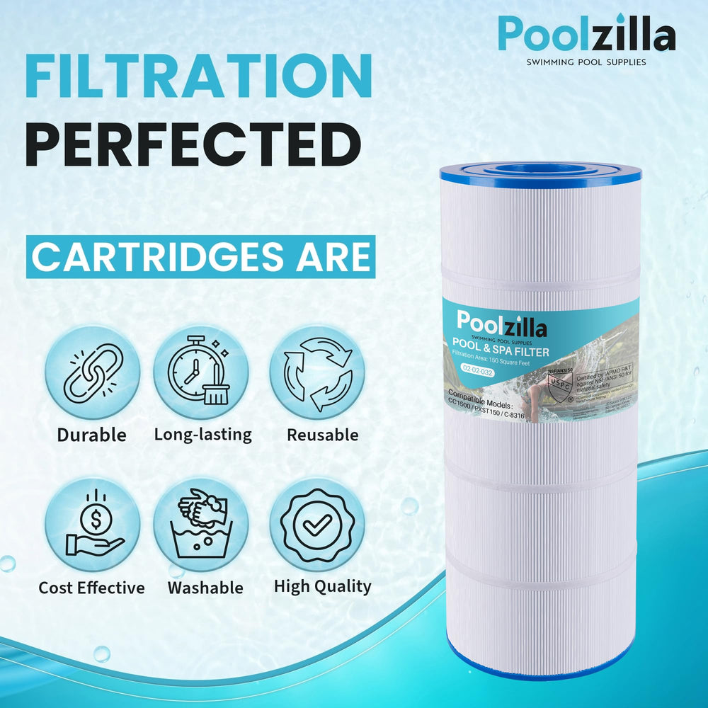 Poolzilla cartridge next to ruler showing 23 1/4" length for correct sizing