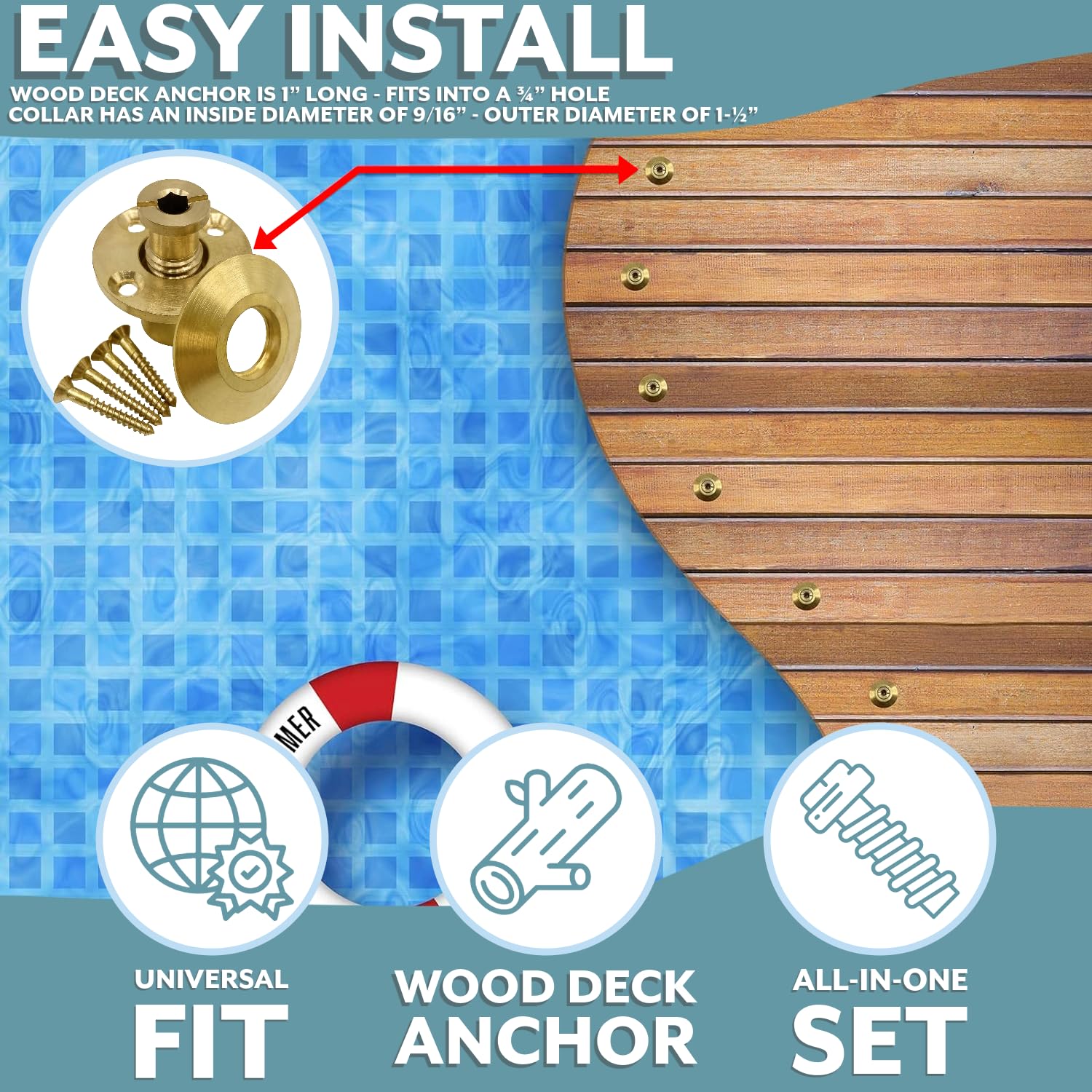 Poolzilla anchor next to ruler demonstrating precise dimensions and fit