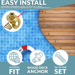Poolzilla anchor next to ruler demonstrating precise dimensions and fit